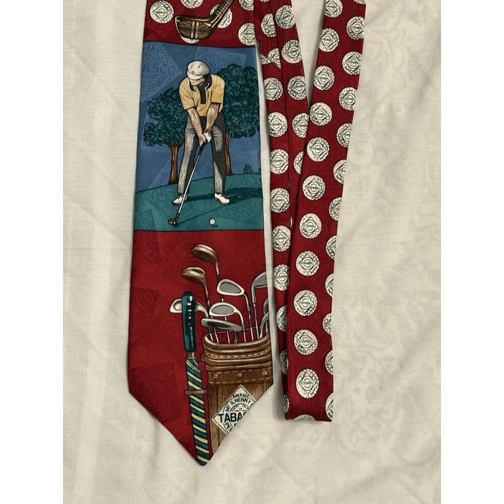Tabasco Men's Necktie Golfer / Golf Balls Silk USA Tie - Picture 8 of 12